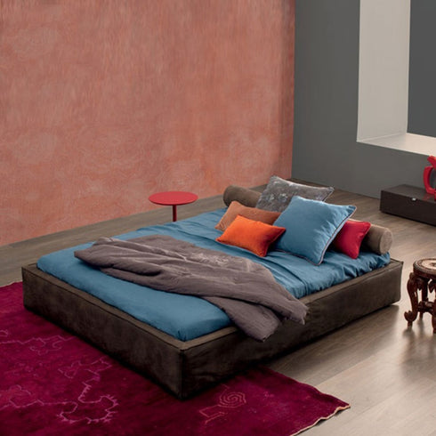 Ayla No Headboard Fabric Bed Frame with 2 Waist Pillows